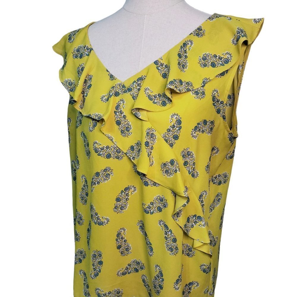 (#476)LOFT Outlet Ruffle Faux Wrap, V Neck, Sleeveless Top Size L